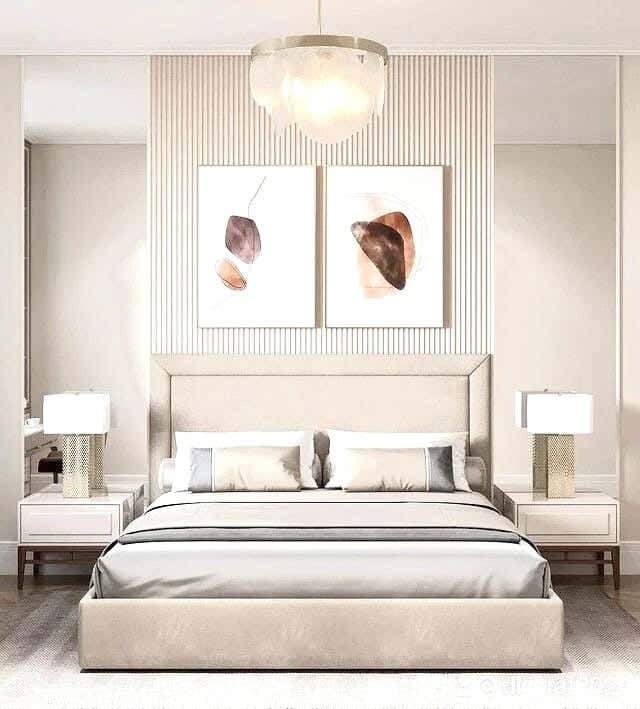 Muski Wood + Mdf Bed With Hammer Velvet Fabric, 120×160×200 Cm - Light Beige