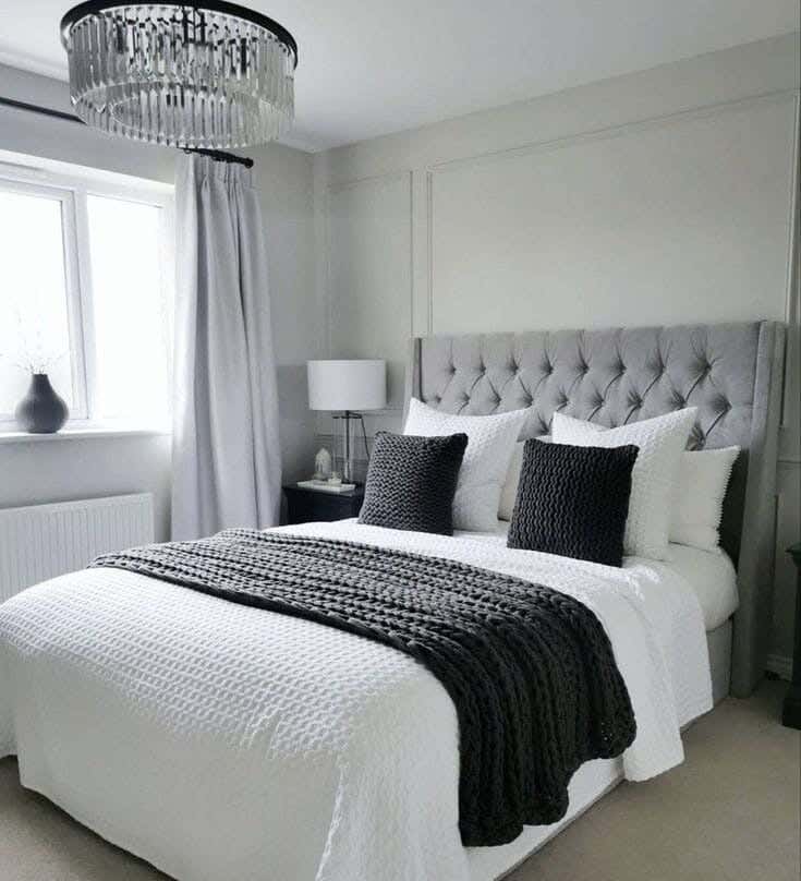 Muski Wood + Mdf Bed With Hammer Velvet Fabric, 120×160×200 Cm - Grey