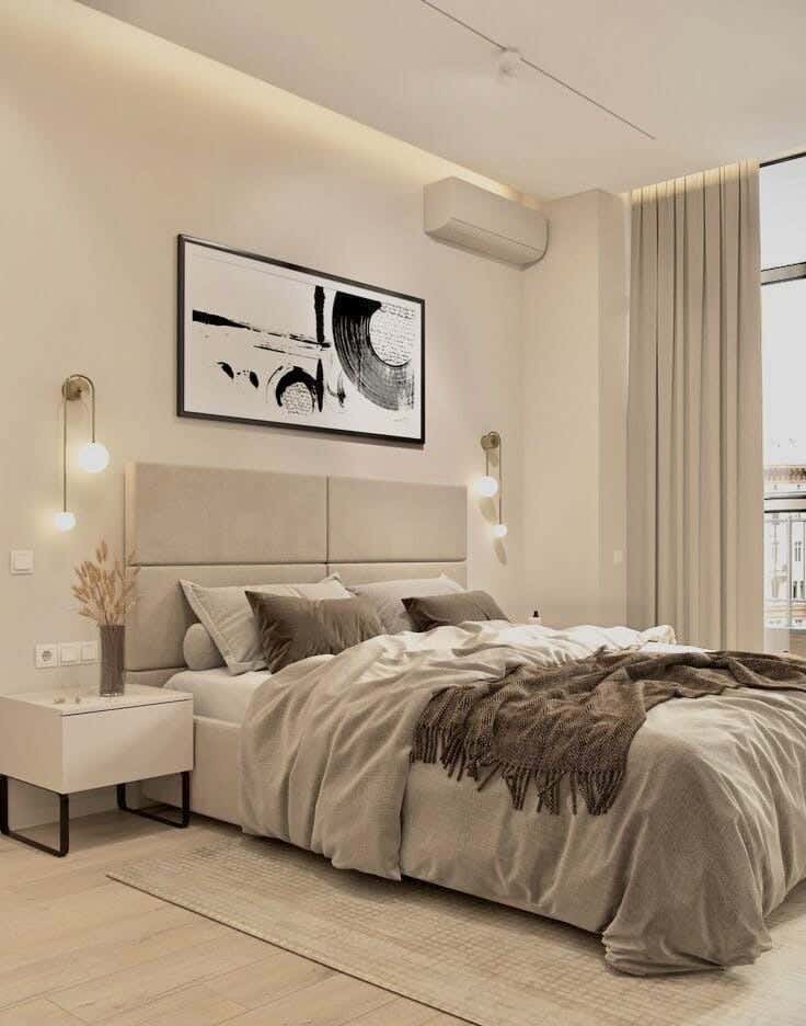 Muski Wood + Mdf Bed With Hammer Velvet Fabric, 120×160×200 Cm - Beige