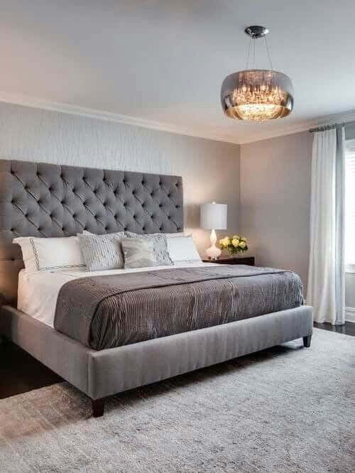 Muski Wood + Mdf Bed With Hammer Velvet Fabric, 120×180×200 Cm - Grey