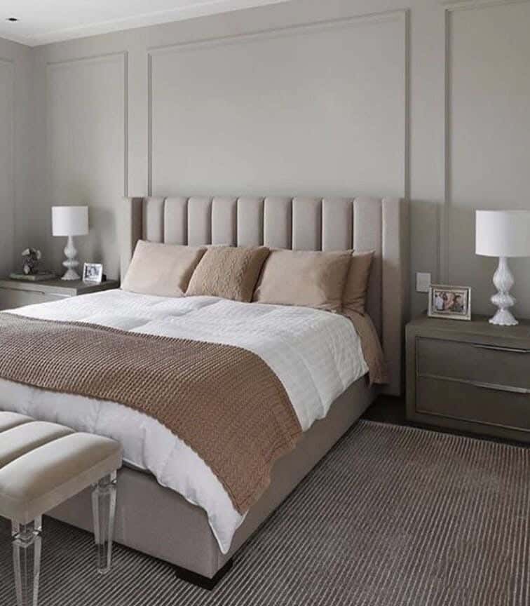 Muski Wood + Mdf Bed With Hammer Velvet Fabric, 120×160×200 Cm - Beige
