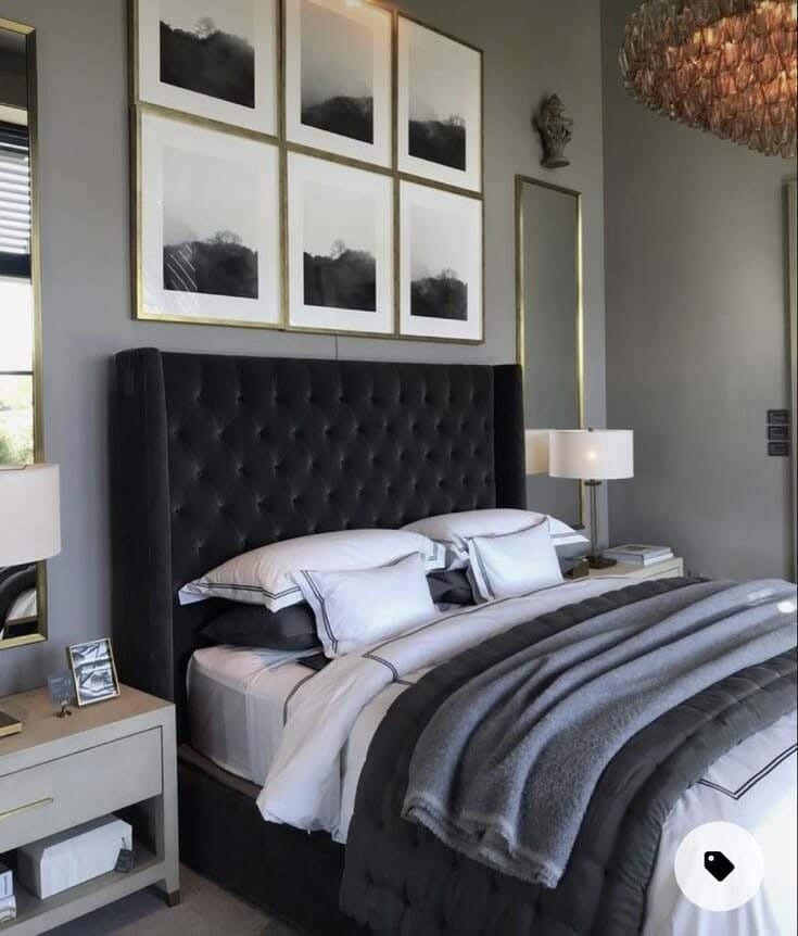 Muski Wood + Mdf Bed With Hammer Velvet Fabric, 120×160×200 Cm - Black