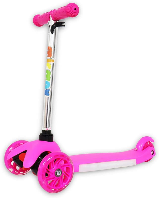 Scooter for children, with three flashing wheels - pink