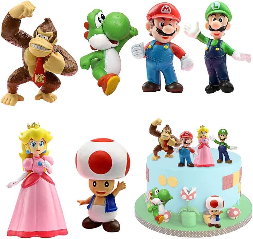 Super Mario Mini Figures Toy Set, 6 Pieces - Multicolor