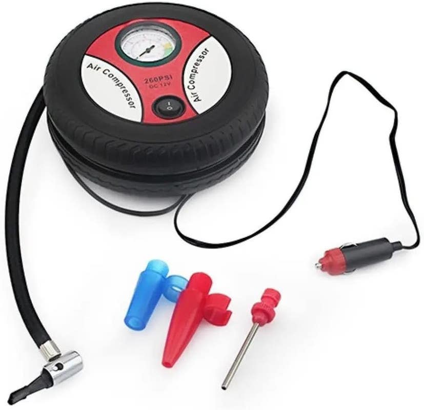 Air Compressor, for Car Tires, Portable, 12 Volt, 1 Cylinder - Black