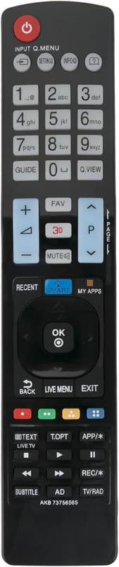 Remote Control Compatible with LG Smart TV, 3D, LCD, LED - Black