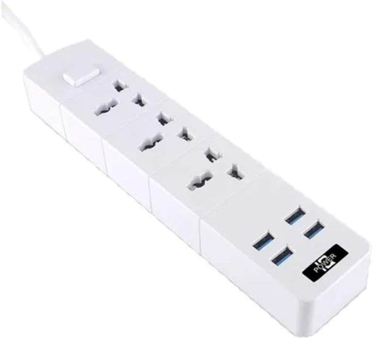 Power Strip, 3 Triple Sockets, 4 USB, TB-T08 - White