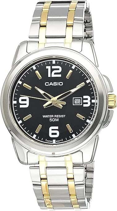 Casio Analog Casual Watch For Men, Stainless Steel Strap - Silver Black