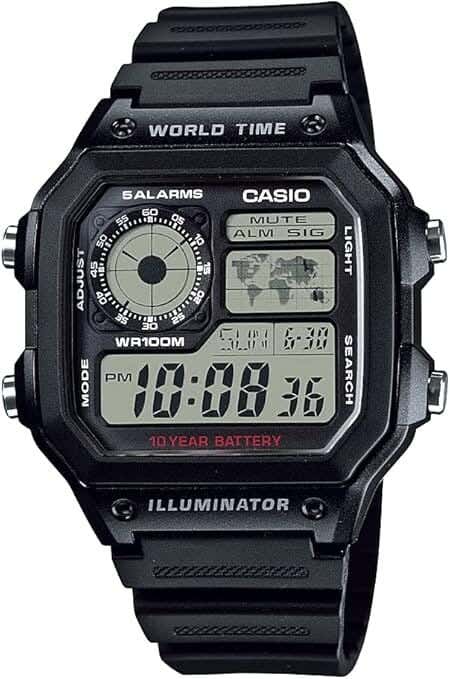 Casio Digital Sport Watch For Men, Silicone Strap - Black