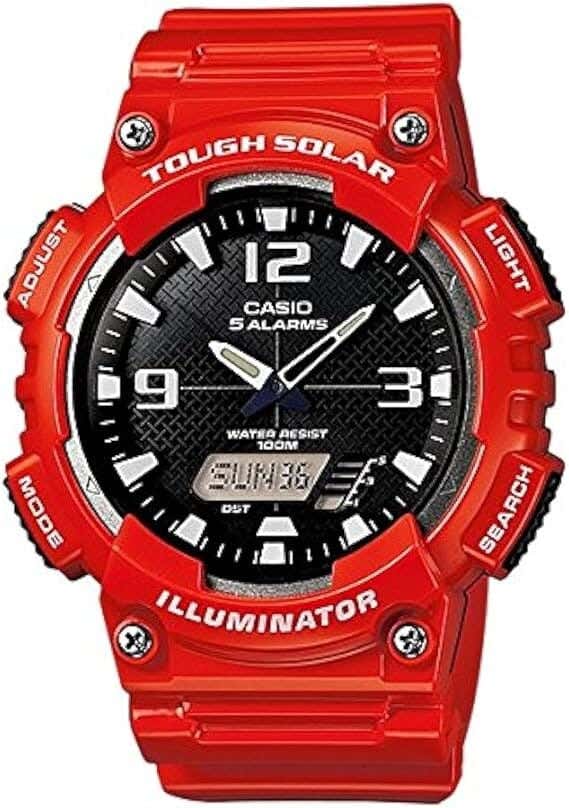 Casio Digital Casual Watch For Men, Rubber Strap - Red Black