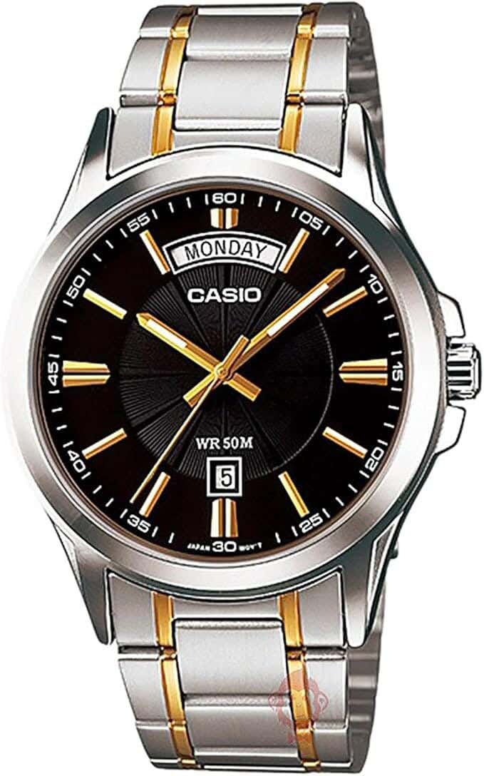 Casio Analog Dress Watch For Men, Stainless Steel Strap - Silver Black
