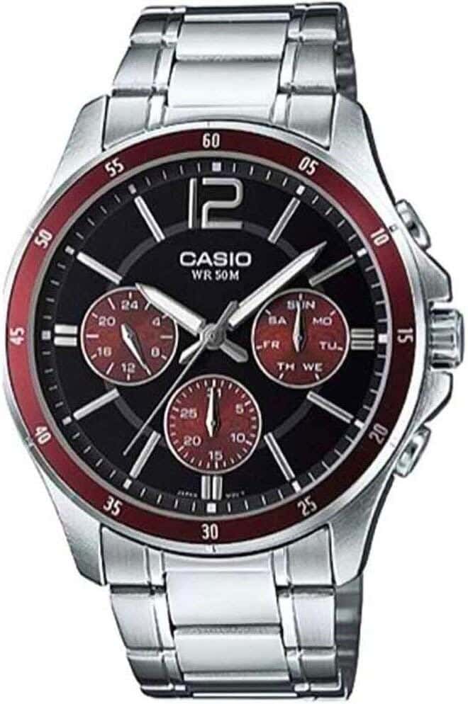 Casio Analog Dress Watch For Men, Stainless Steel Strap - Silver Black