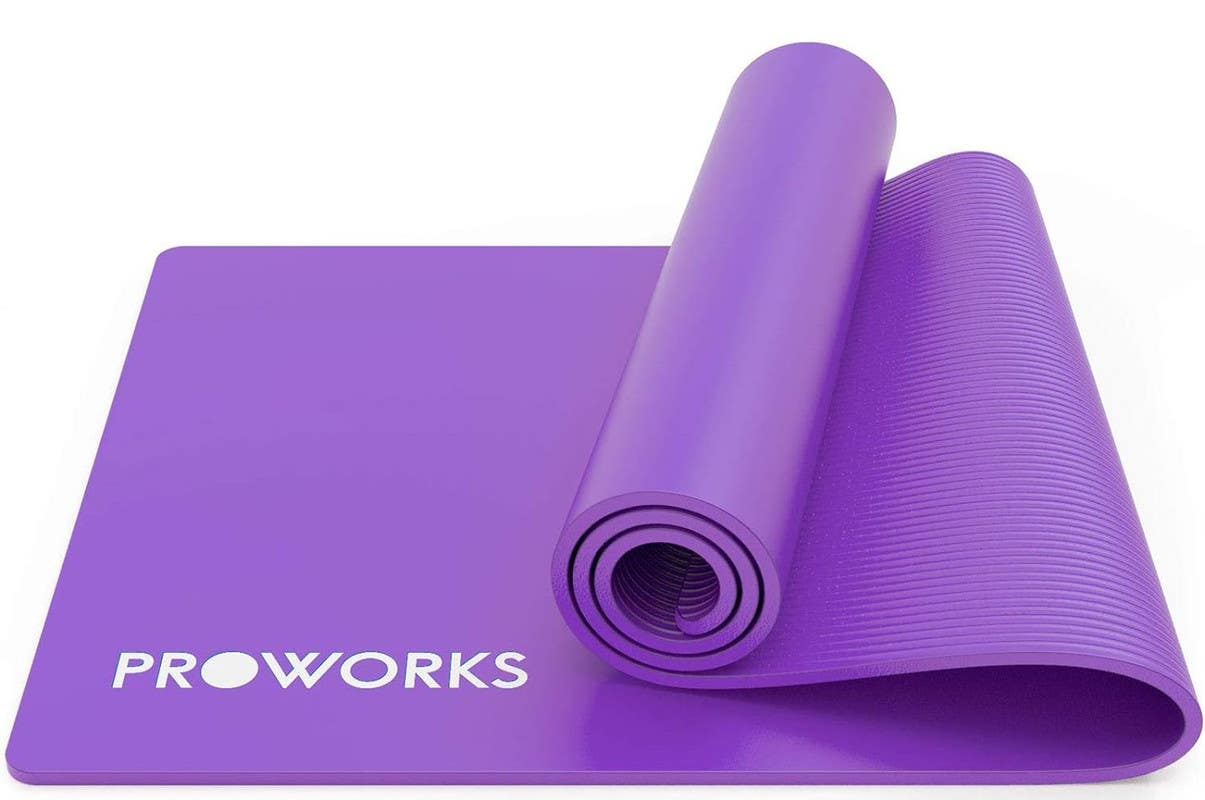 Non-Slip Exercise Mat With Carrying Strap, 183 X 58 X 1 Cm - Purple