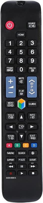 Remote Control AA59-00581A, Compatible with Samsung TV, Smart, 3D - Black