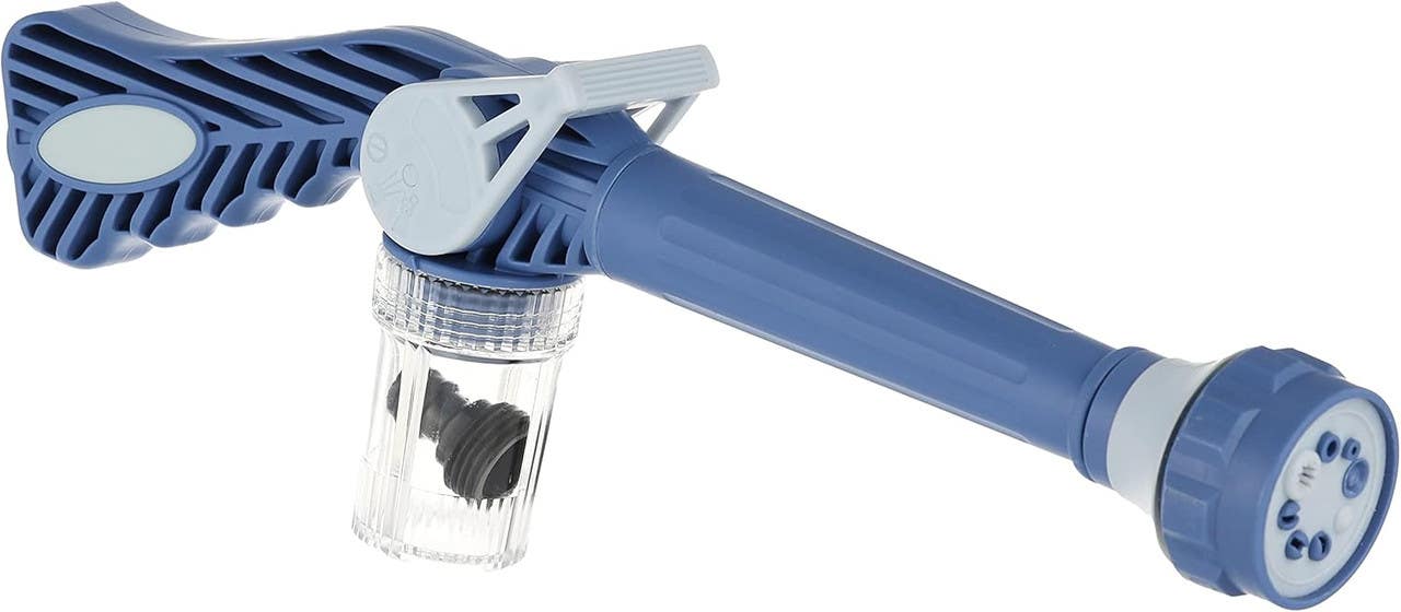 Turbo Water Gun, 8 Built-in Nozzles - Dark Blue