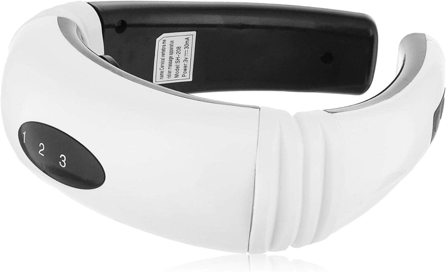Neck massage device, works with electrical pulses - black white