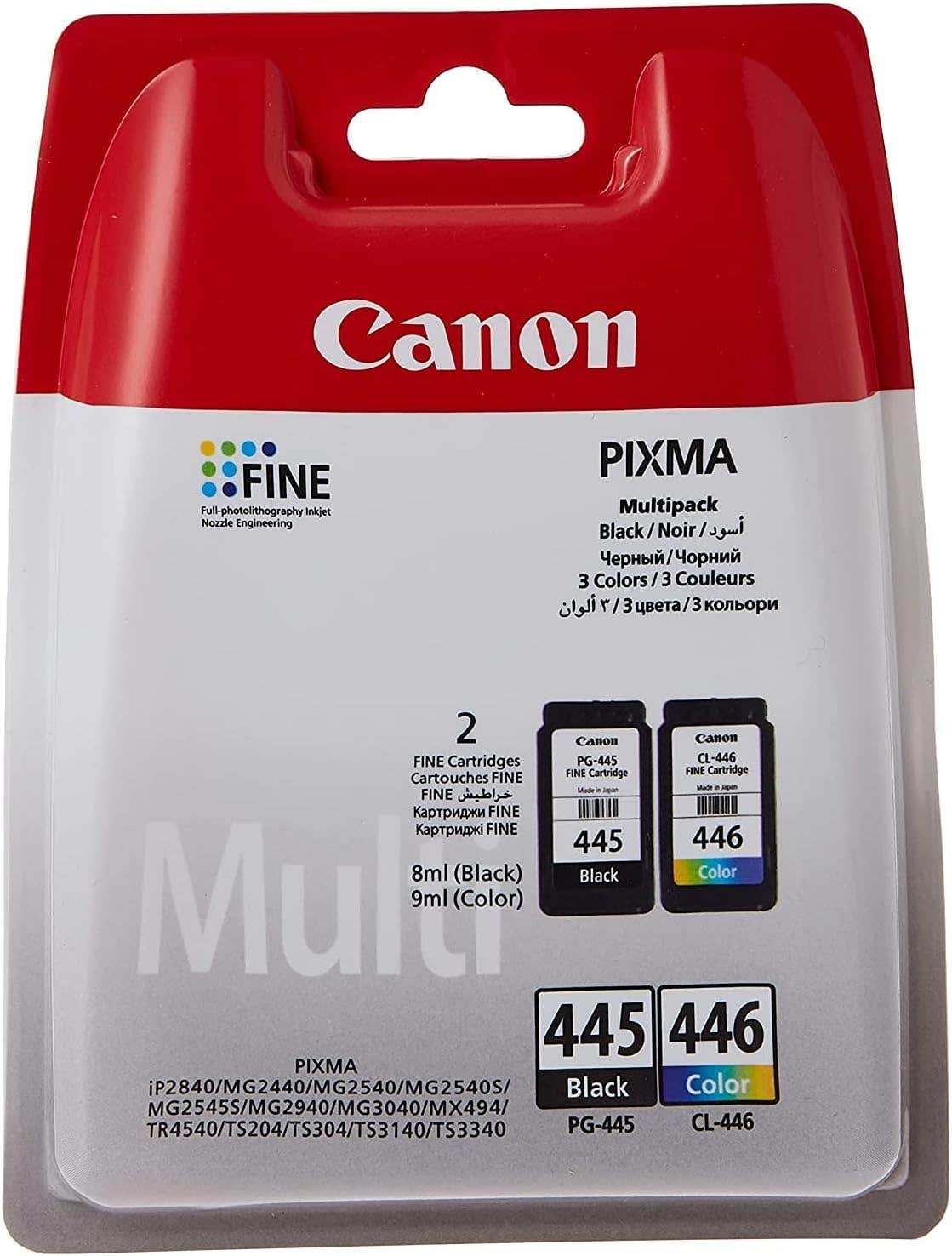 Canon Pixma Printer Ink Refill, Cl-446/Pg-445 - White Red