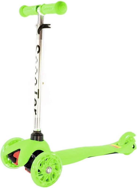 Scooter for children, with three flashing wheels - Green