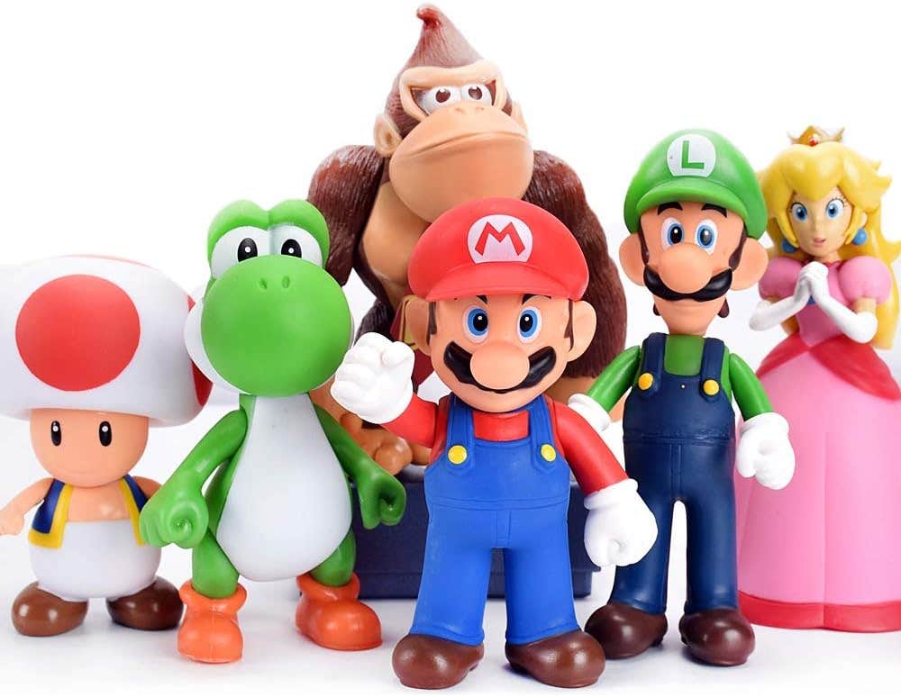 Super Mario Figure Toys for Children, 6 Pieces - Multicolor