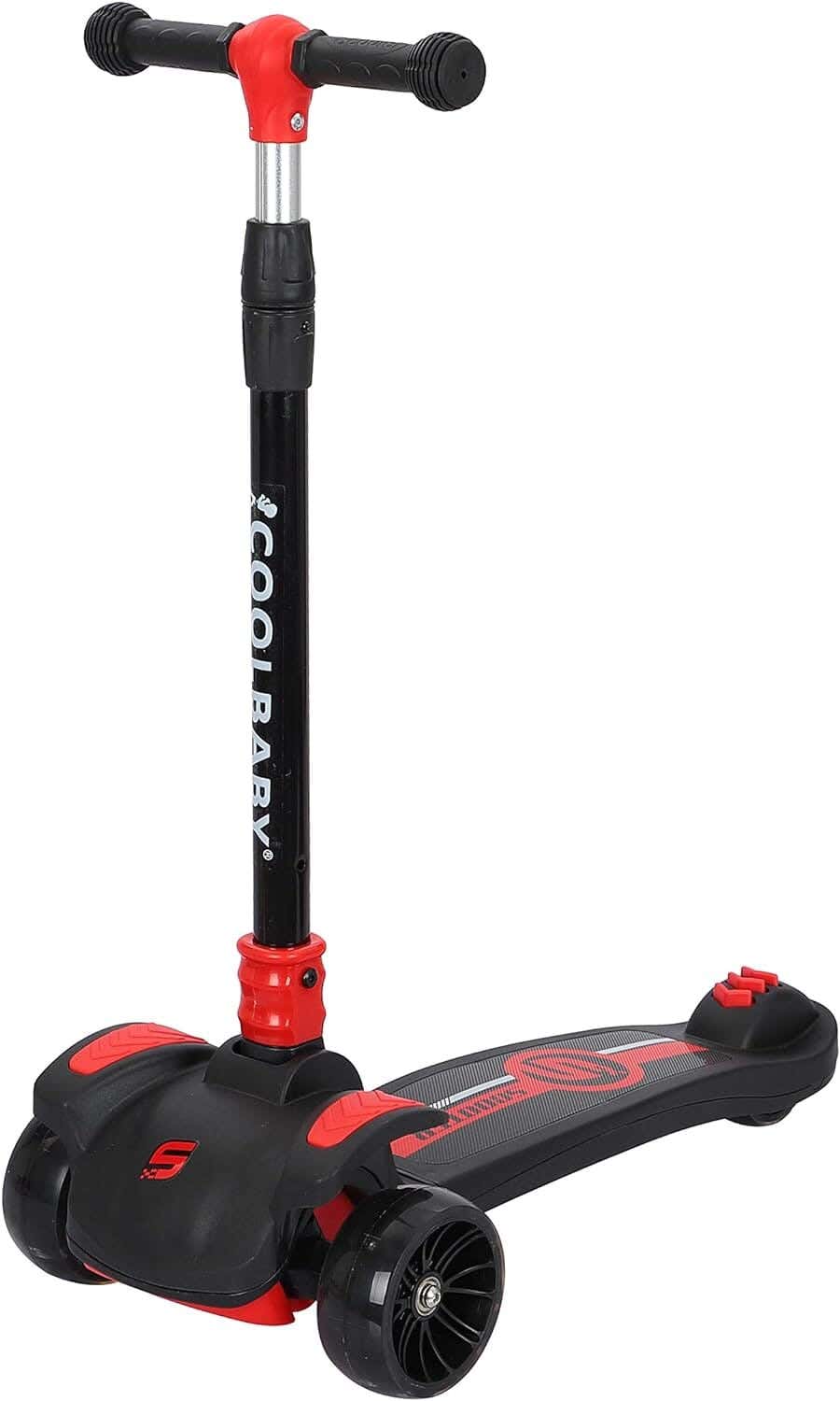 Three-Wheeled Children'S Scooter, Foldable With Music - Black Orange