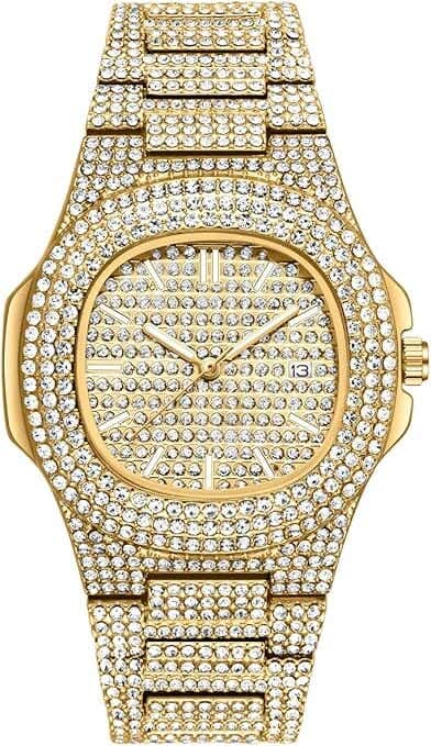 Vavc Analog Buckle Watch For Unisex, Stainless Steel Strap - Gold