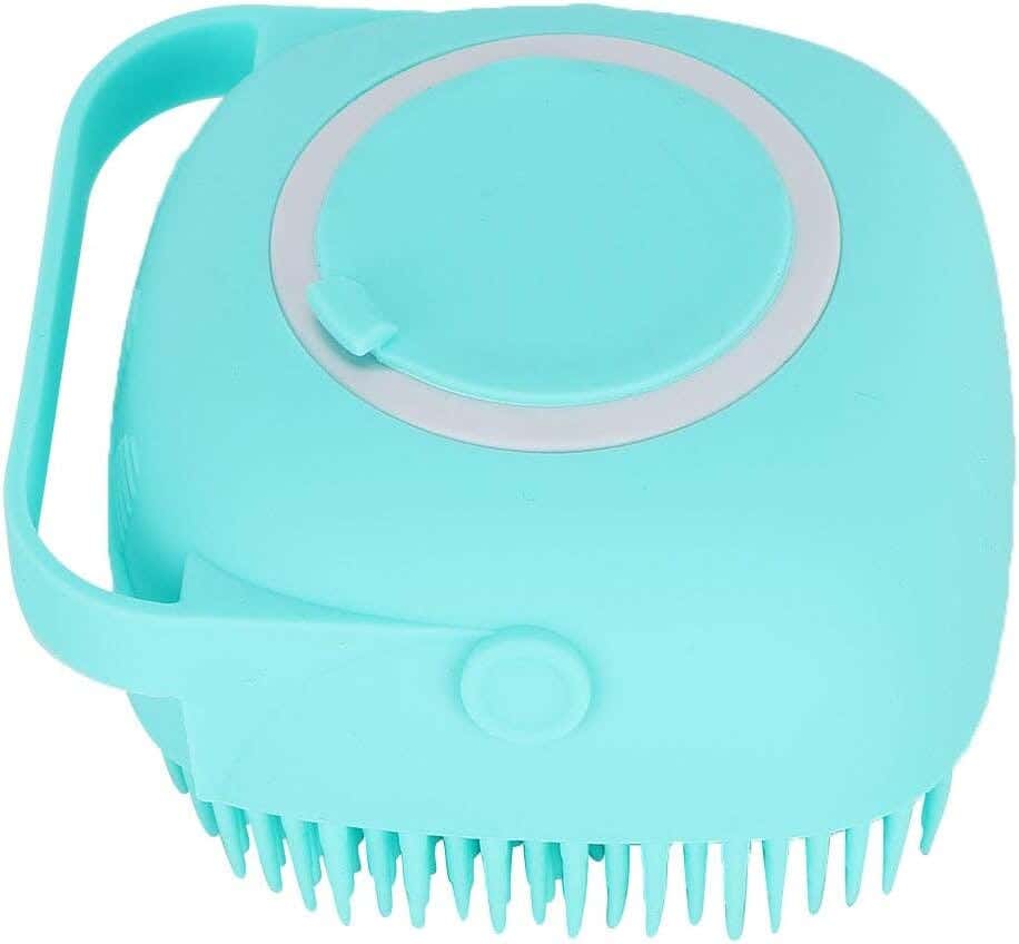 Multifunctional Pet Bath Massage Brush, with Shampoo Storage - Turquoise