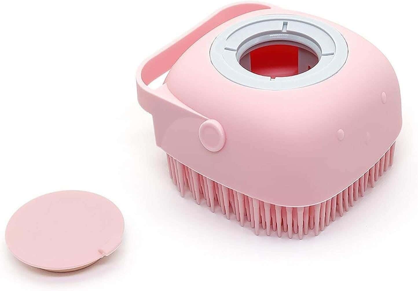 Silicone shower brush, 80 ml tank - pink