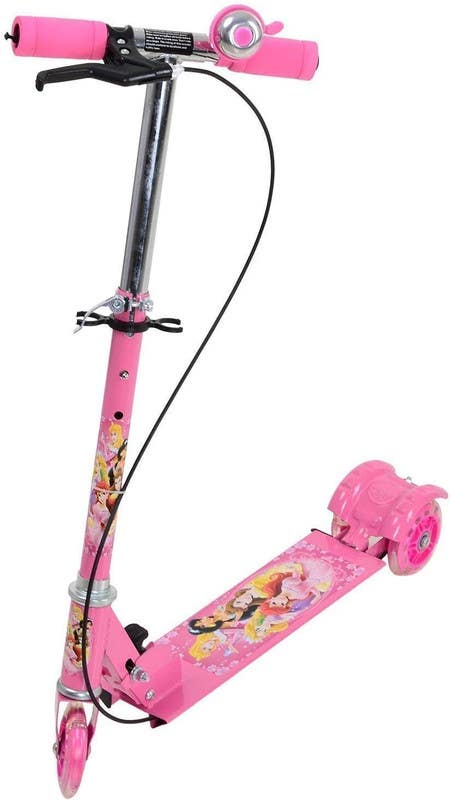 Foldable scooter for children, polyurethane wheels, LED lighting - pink