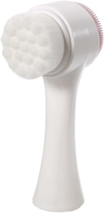 Facial Cleansing Brush, Manual Silicone Massage Brush, Double Head Facial Cleansing Brush - White