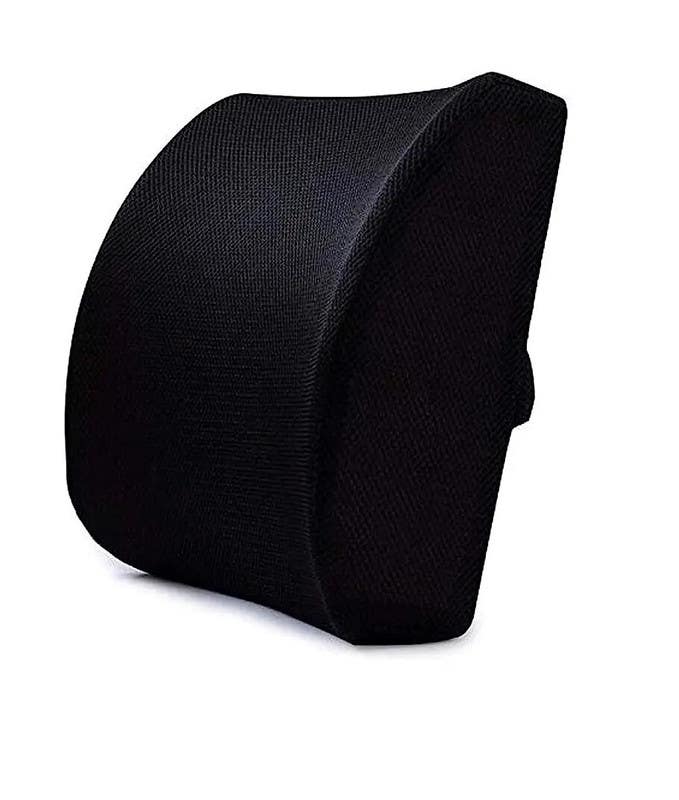 Memory Foam Lumbar Support Pillow For Home & Car, Medium - Black