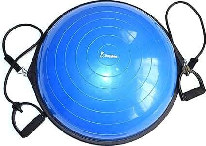 Balance Ball For Exercises, Half Ball With Resistance Band - Blue