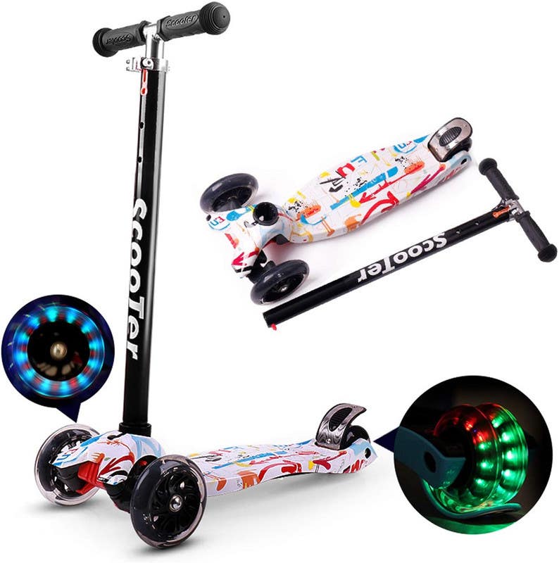 Folding scooter for children, with three illuminated wheels, 61 x 28 x 15 cm - Redwhite