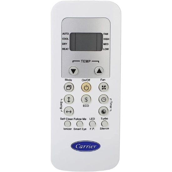 Remote Control For Carrier Optimax Air Conditioner, Car55 - White