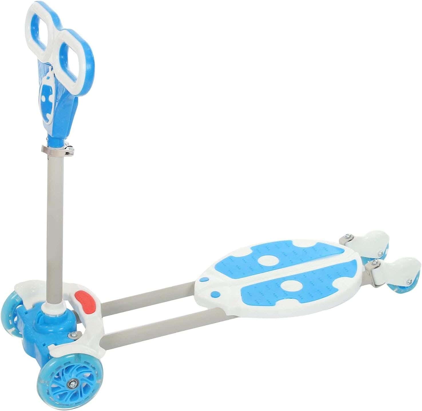 Four-Wheel Scooter For Children, Braking System, Adjustable - White Light Blue