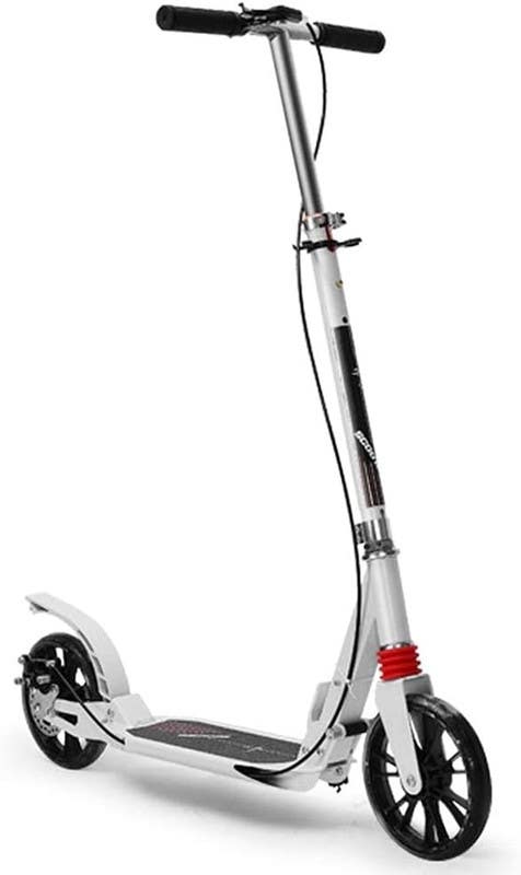 Foldable Scooter with Big Wheels, Hand Brake - White