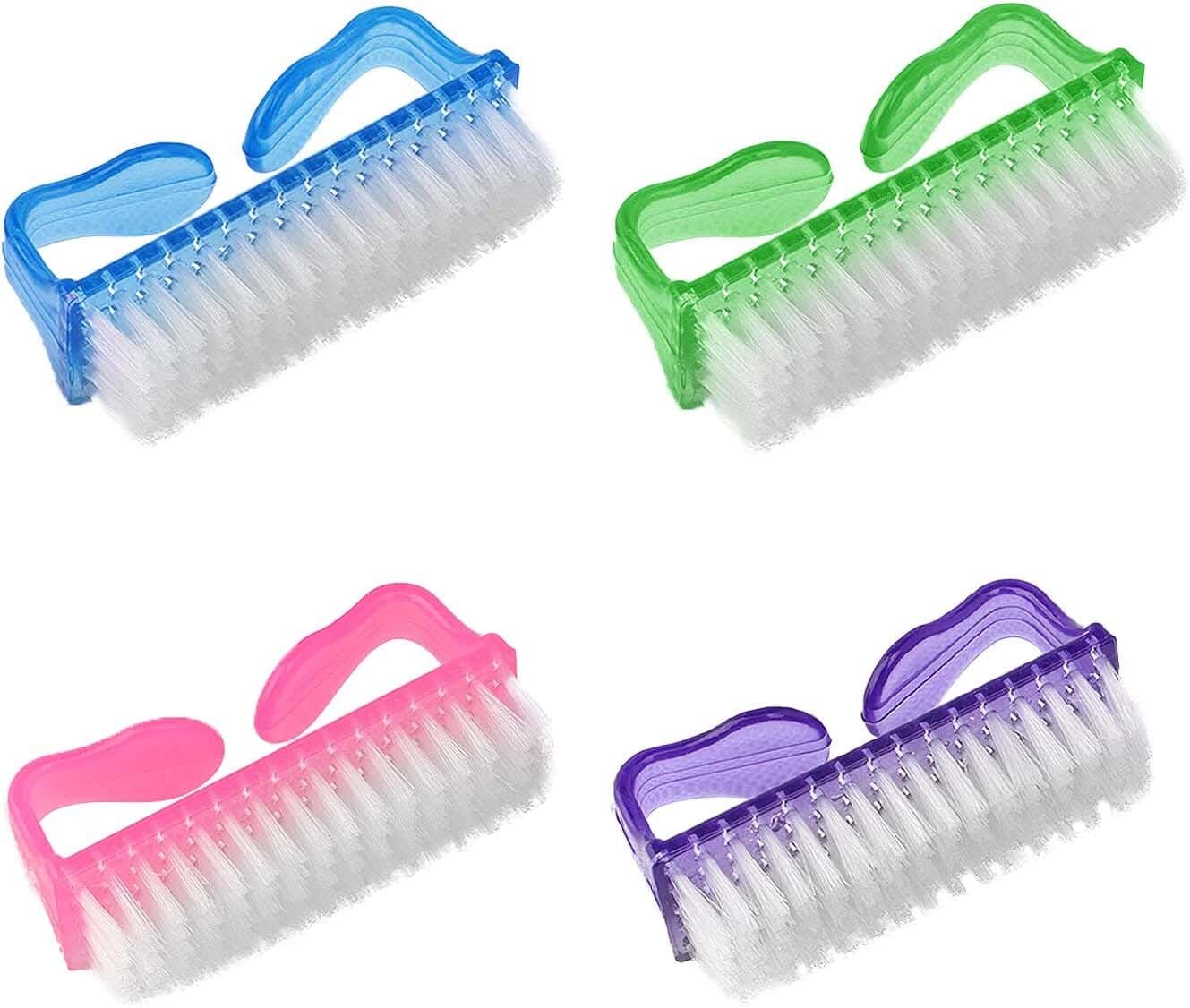 Plastic Handle and Nail Brush Set, 4 Pieces - Multicolor