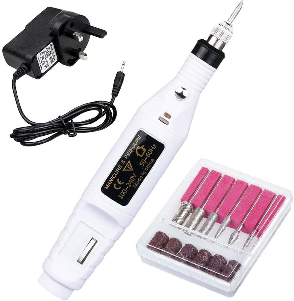 Electric nail file, 12 pieces - black and white