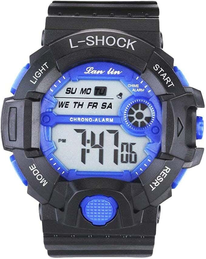Digital Watch For Kids, Rubber Strap - Black
