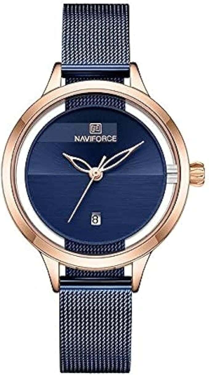 Naviforce Analog Dress Watch For Women, Stainless Steel Strap - Blue