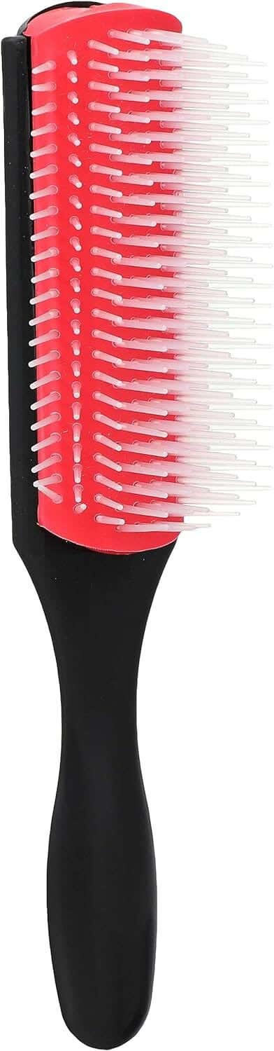Small hair styling brush, black red