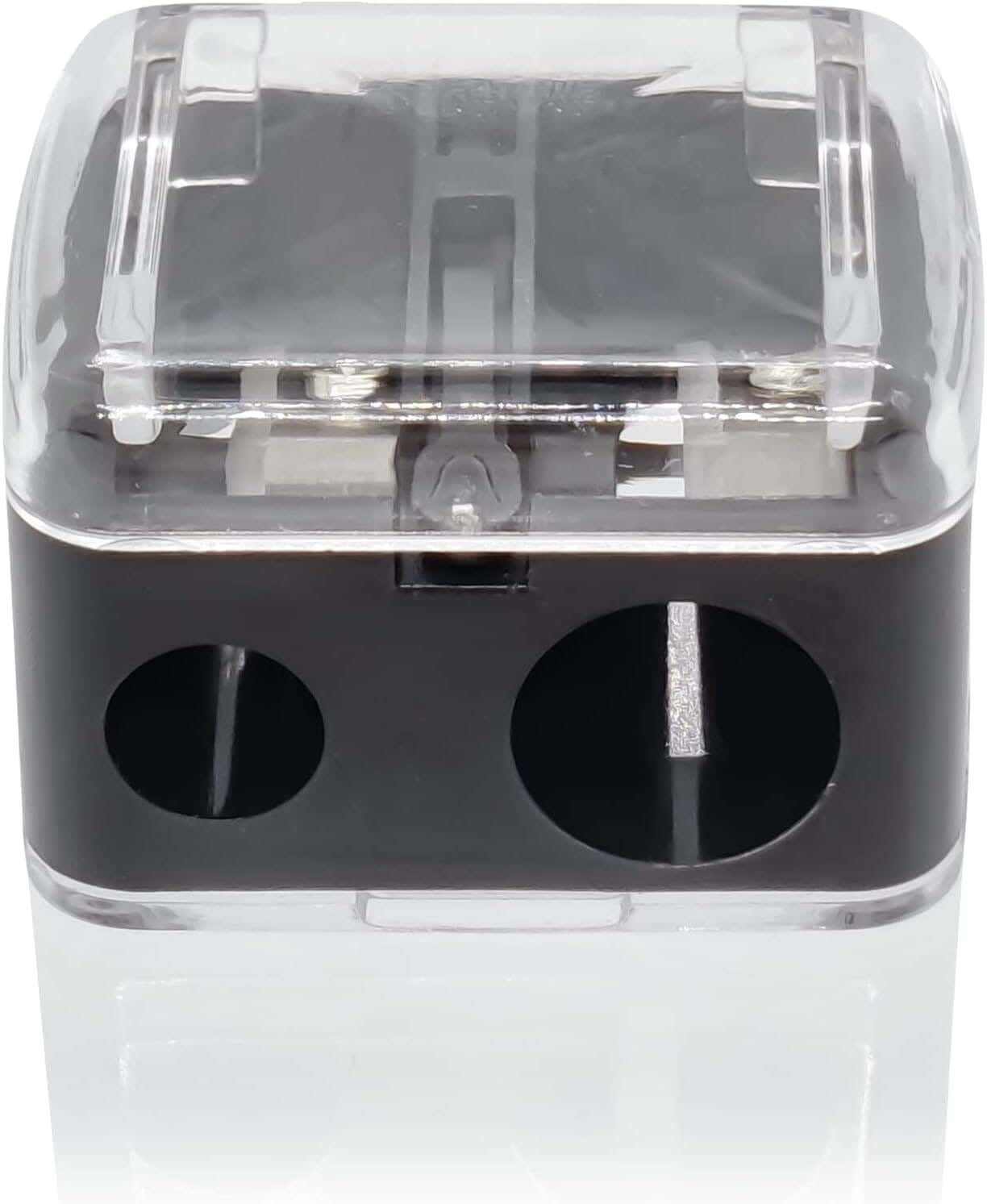 GenBuy Makeup Pencil Sharpener, Double Hole - Black Clear