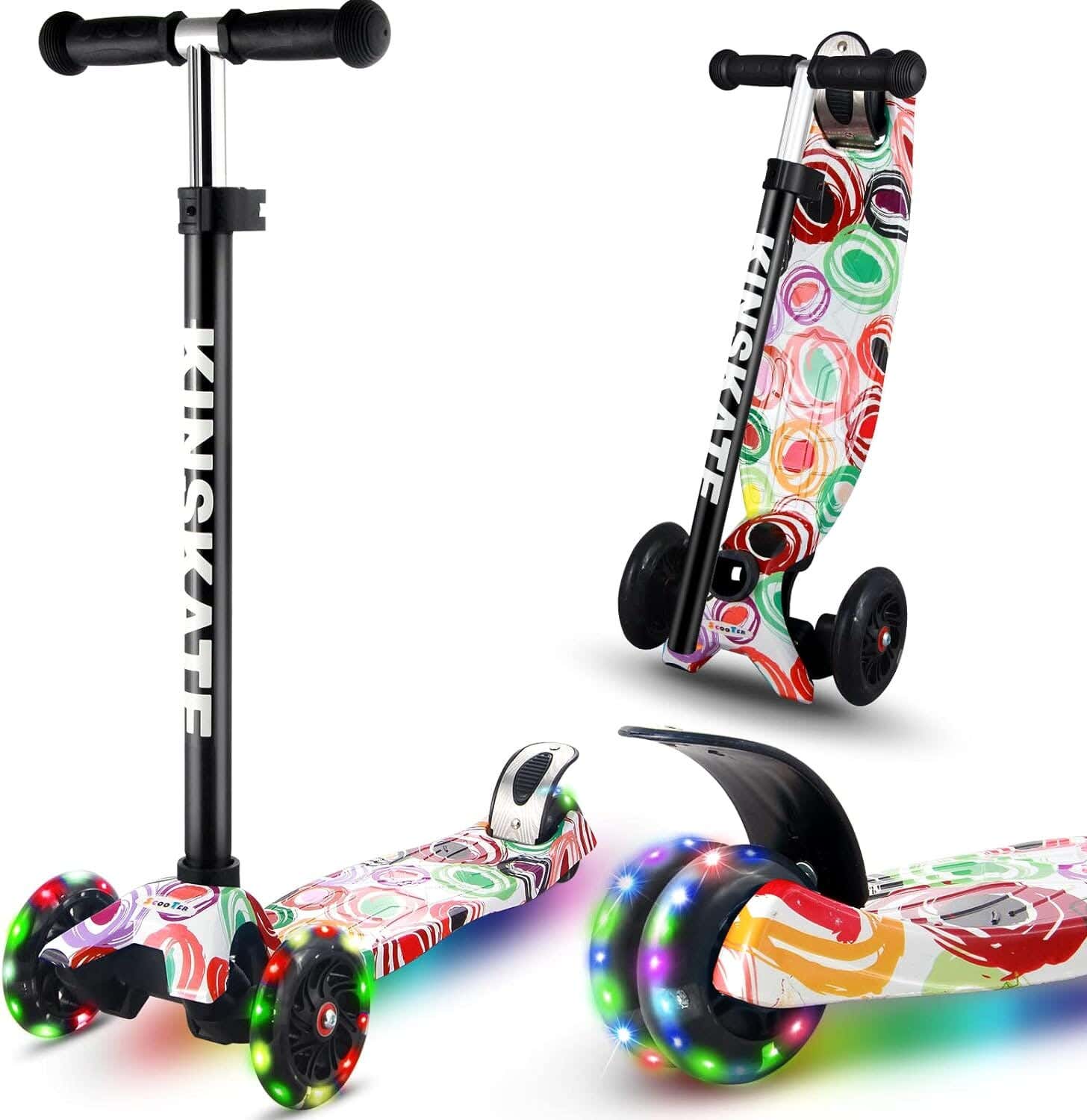 3 Wheel Scooter For Kids, Flashing Led Lights, Adjustable - Multicolor