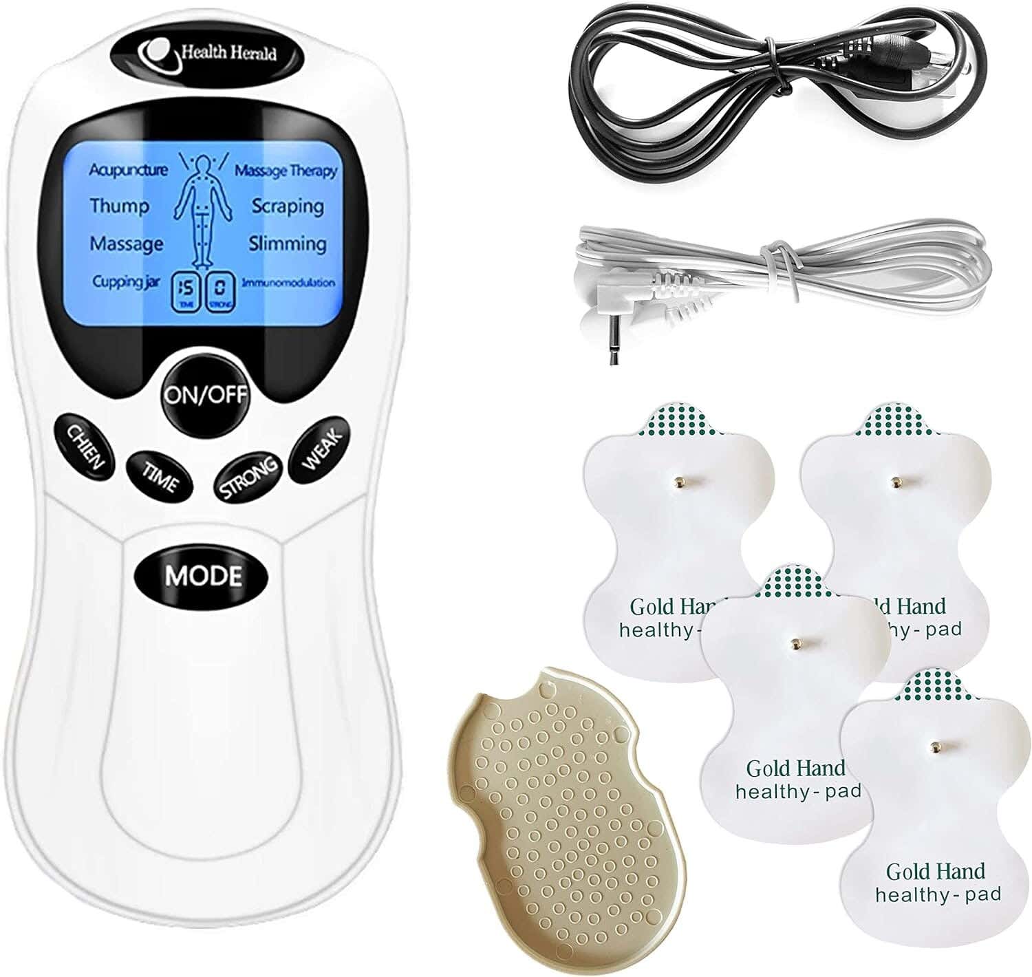 Digital Electric Massage Device, Transcutaneous Electrical Nerve Stimulation, To Relieve Muscle Pain - White