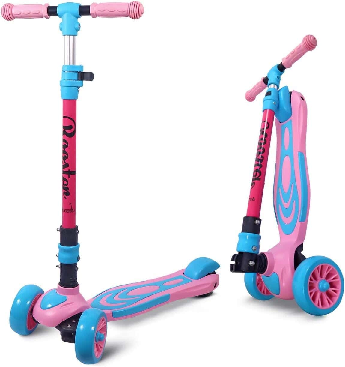 Push Scooter For Children, Three Wheels, Led Lighting, Adjustable Height - Multicolor