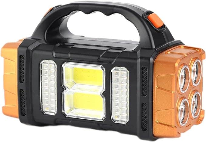 Portable Flashlight, Multi Functional, Waterproof, Dual LED Light - Black Orange