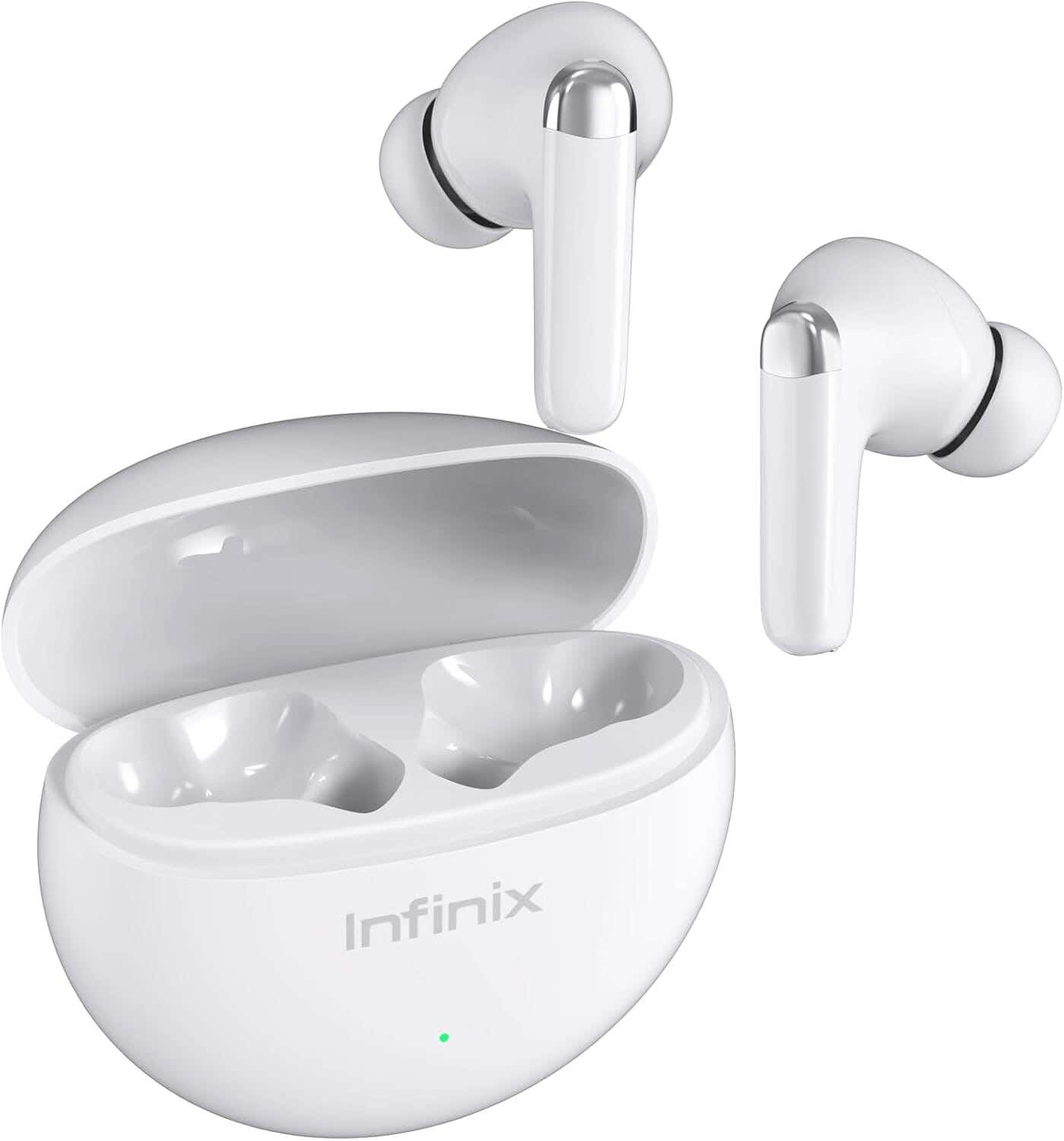 Infinix Buds Neo-Xe26 Airpods, Clear Calls & Sound, 4 Mics, Enc Noise Cancellation, 28 Hrs Battery Life, 40/500 Mah, Ipx4 Water Resistant - White