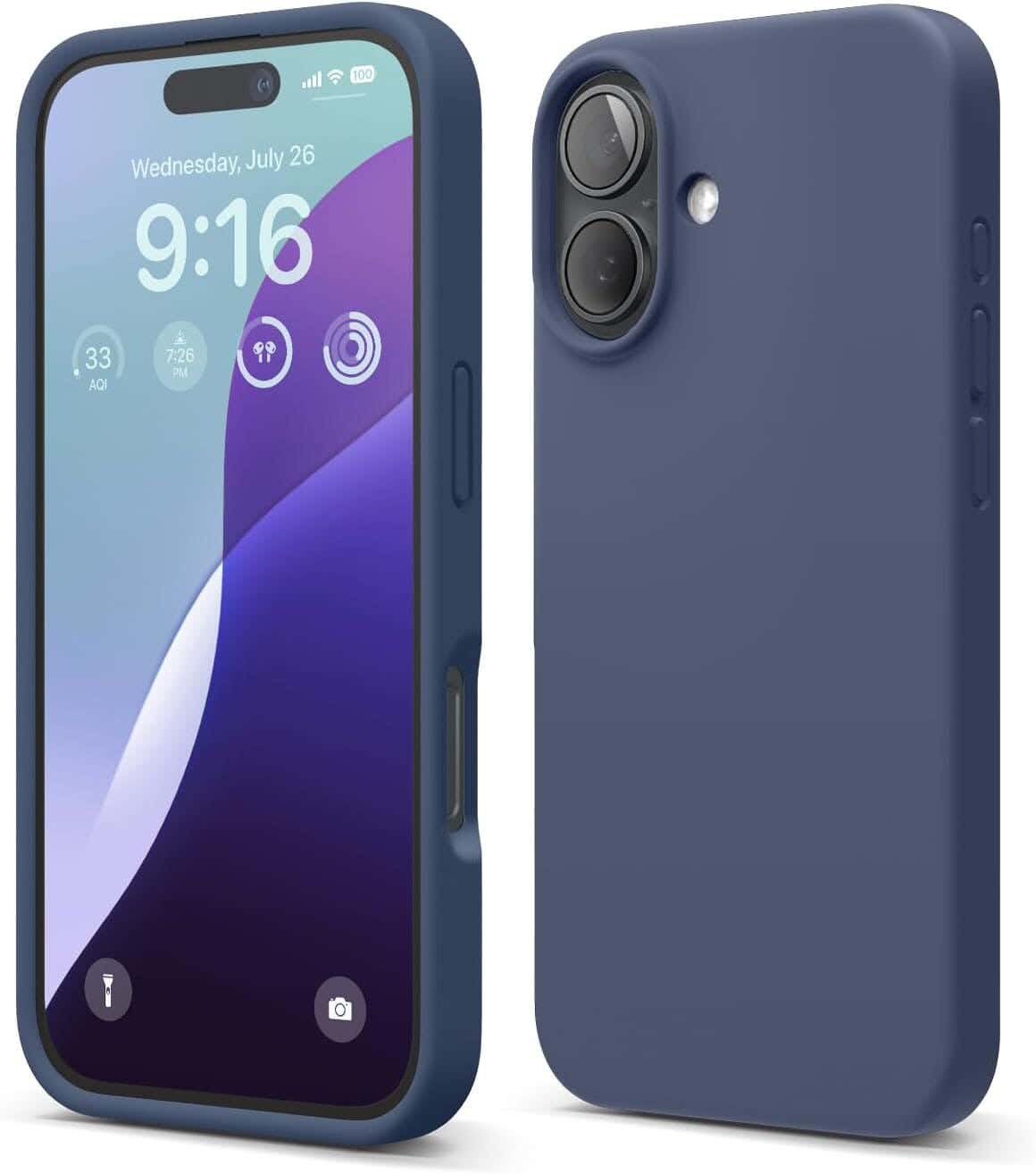 iPhone 16 mobile phone case, silicone - navy blue
