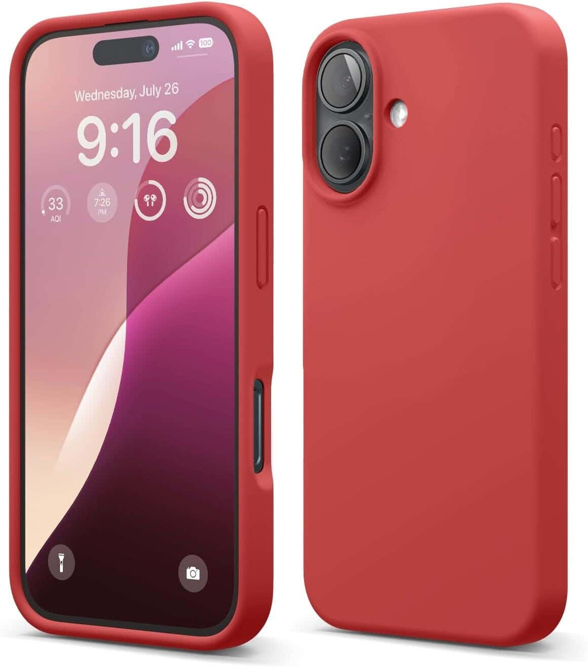 iPhone 16 mobile phone case, silicone - red