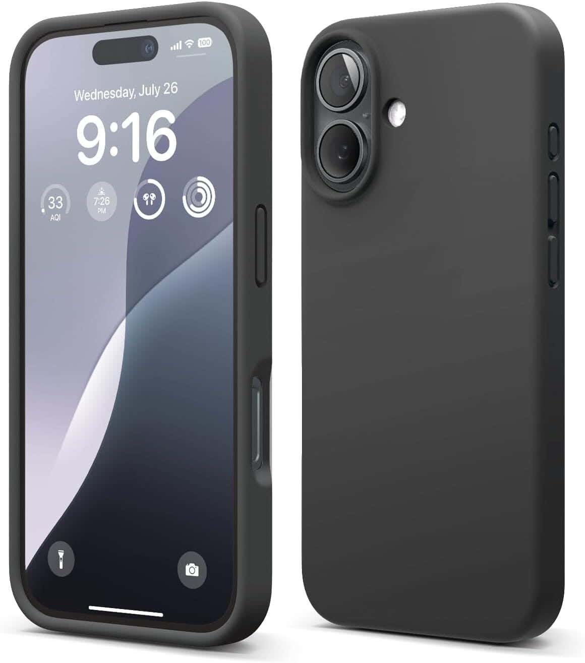 iPhone 16 mobile phone case, silicone - black