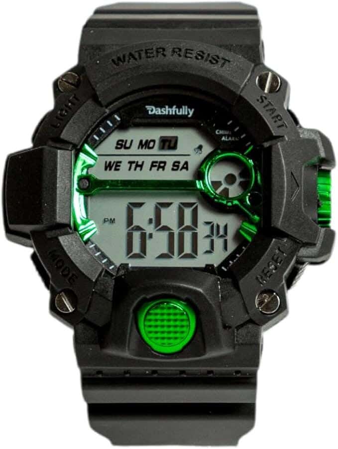 Digital Sport Watch For Kids, Rubber Strap - Black